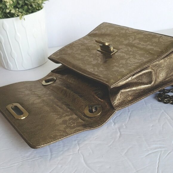 Escada Gold Python Snakeskin Lace Crossbody Bag / Luxury Handbag - Picture 12 of 16